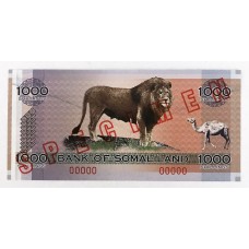 SOMALILAND 2006 . ONE THOUSAND 1,000 SHILLINGS BANKNOTE . SPECIMEN